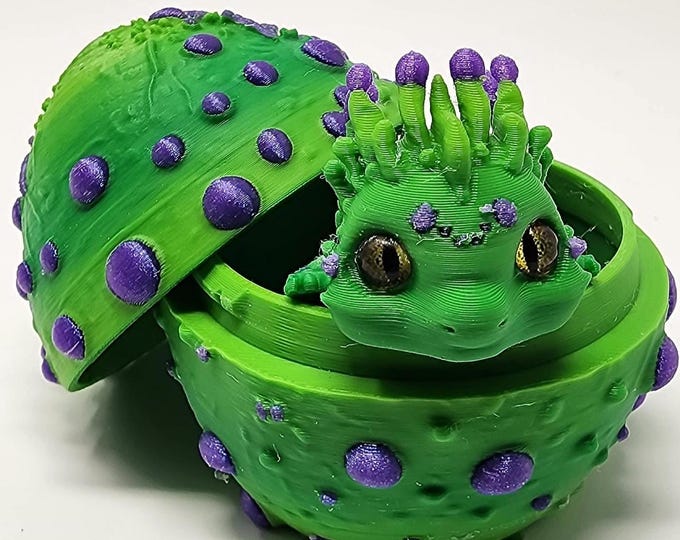 Serev3d Designed 3D printed ACID elemental dragons and matching eggs