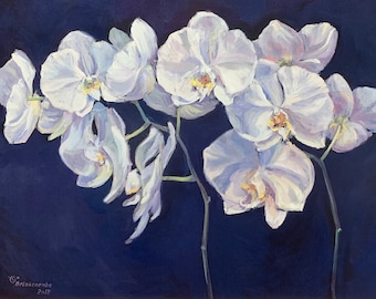 White Orchids - prints from an oil on canvas painting