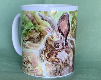 Fluffy Rabbit - mug from a watercolor painting