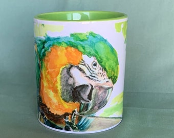 Parrot - mug from a watercolor painting