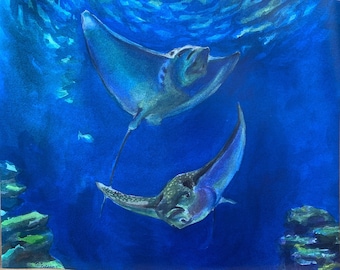 Stingrays - original print from a watercolor painting