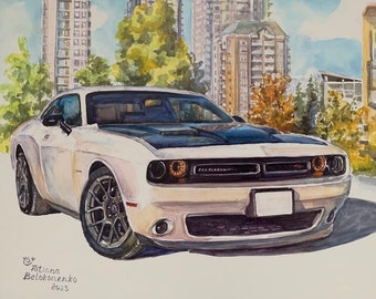 Dodge Challenger - original print from a watercolor painting
