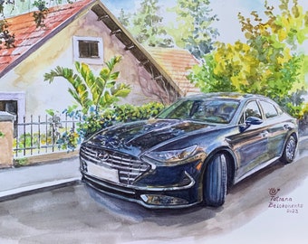 Hyundai Sonata - original print from a watercolor painting