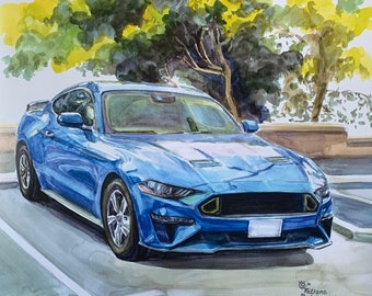 Mustang (modern) - original print from a watercolor painting
