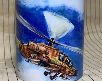 IAF AH-64 Apache helicopter - mugs from a watercolor painting