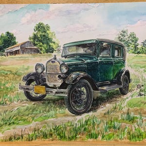 1930 Ford Model A - print from a watercolor painting