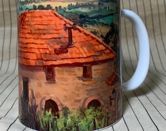 House In A Valley - mug from an oil on canvas painting