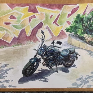 Kawasaki Vulcan  - print from a watercolor painting