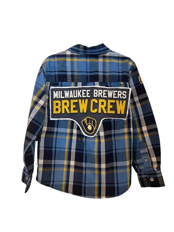 Kids Sz 6/7Upcycled Milwaukee Brewers Button Down