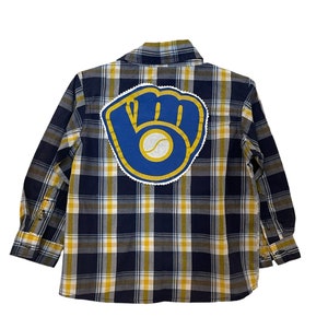 Sz 3T Upcycled Milwaukee Brewers Button Down