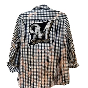 Sz Medium Upcycled Milwaukee Brewers Button Down