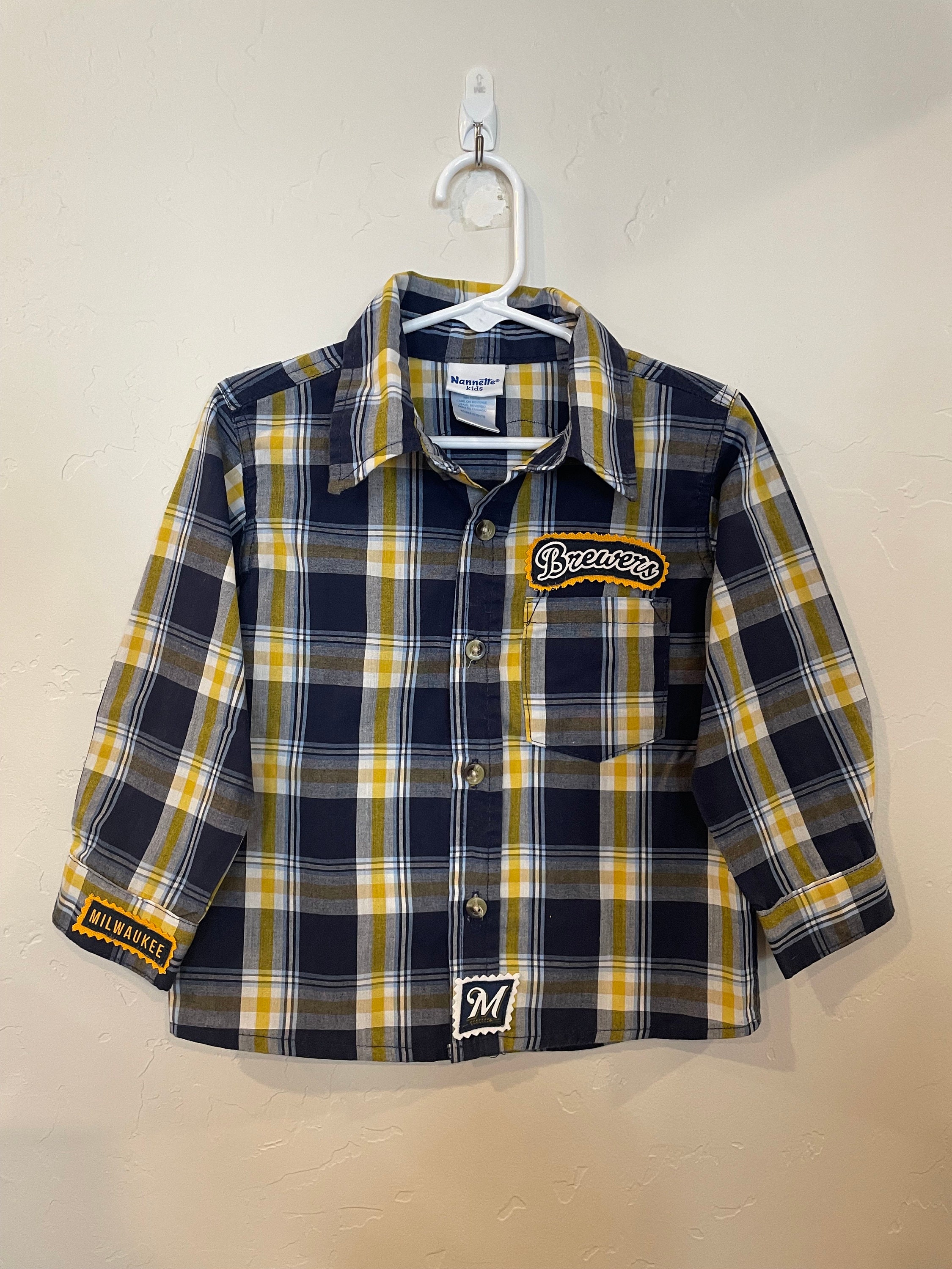 Sz 3T Upcycled Milwaukee Brewers Button Down - Etsy Sz 3T Upcycled Milwaukee Brewers Button Down - Etsy