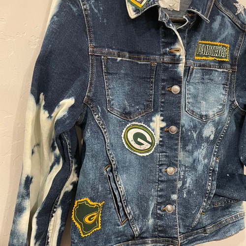 Sz Medium Green shops Bay Packers Jean Jacket