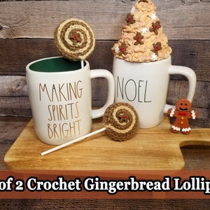 Faux Gingerbread Crochet Lollipops, Fake Gingerbread, Fake food for tiered tray, Rae Dunn tiered tray, Gingerbread Tiered Tray, Christmas