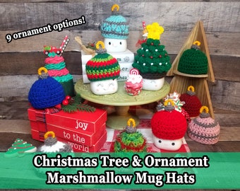 Ornament Marshmallow Mug Hats, Christmas Tree Marshmallow Mug Hat, Rae Dunn Marshmallow Mug Hat, Tiered Tray Decor, Christmas Mug Toppers