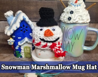 Schneemann Marshmallow Becher Hüte, Weihnachten Marshmallow Becher Hut, Rae Dunn Marshmallow Becher Hut, Tiered Tablett Dekor, Winter Tiered Tablett, häkeln