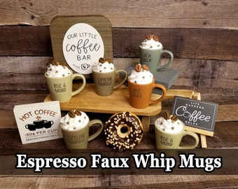 Espresso Faux Whip Mug, Coffee Mug Topper, Coffee Bar Decor, Fake food for tiered tray, Rae Dunn tiered tray, Coffee Bean Faux Whip, Decor