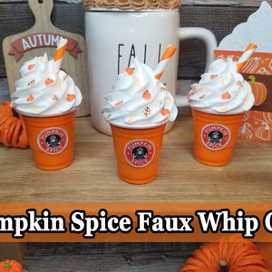 Pumpkin Spice Faux Whip Cup, Faux Whipped Drink, Pumpkin Spice faux whip, Faux Starbucks Drink, Fall Tiered Tray Decor, Pumpkin Spice Decor