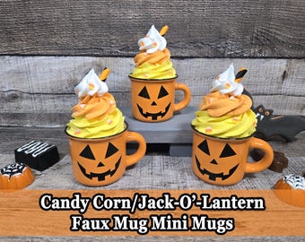 Candy Corn Jack-O-Lantern nep slagroom mok, nep zweep drankje, nep eten voor display, Halloween nep zweep, herfst mok topper, candy corn decor