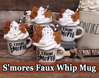 S'mores Faux Whip Mug, Faux Drink, Smores faux whip, Fake food for tier tray display, Fake S'mores, Faux Fall Drink, Campfire Tiered Tray