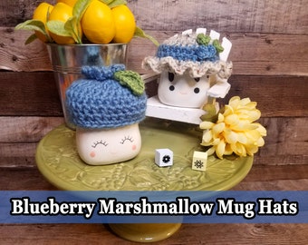 Blueberry Marshmallow Mug Hat, Blueberry Bonnet Marshmallow Mug Hat, Rae Dunn Marshmallow Mug Hat, Fruit Marshmallow Mug Hat, Farmhouse Deco