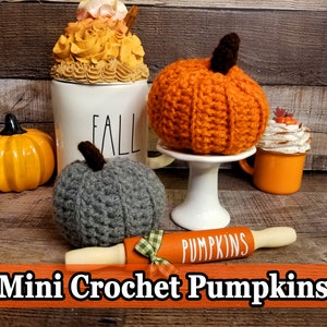 Small Crochet Pumpkins, Mini Pumpkin Pillows, Stuffed Pumpkins, Fall Decorations, Pumpkins for Tiered Tray, Grey Pumpkin, Handmade Fall Deco