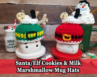 Santa Cookies and Milk Marshmallow Mug Hat, Rae Dunn Marshmallow Mug Hat, Christmas Mug Topper, Christmas Marshmallow Mug Hat, Santa Decor