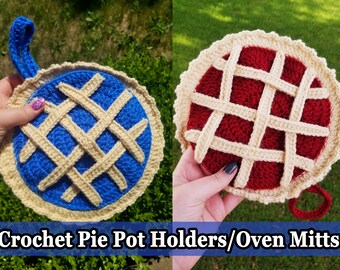 Pie Pot Holder, Crochet Handmade Pot Holders, Pie Oven Mitts, Gift for Her, Cooking Lover Gift, Blueberry Pie Pot Holder, Handmade Gift