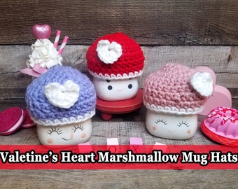Valentines Heart Marshmallow Mug Hat, Valentine's Day Marshmallow Mug Hats, Rae Dunn Marshmallow Mug Hat, Valentine Mug Topper, Tiered Tray