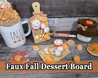 Fake Fall Dessert Board, Faux Fall Charcuterie Board, Fake Charcuterie Board, Fall Tiered Tray, Fall Coffee Bar Decor, Rae Dunn Decor, Fall