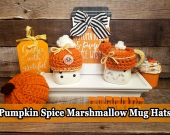 Pumpkin Spice Latte Marshmallow Mug Hats, Rae Dunn Marshmallow Mug Hat, Fall Marshmallow Mug Hat, Pumpkin Mug Topper, Starbucks Mug Topper