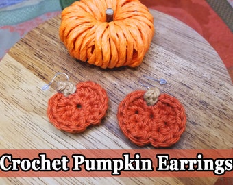Crochet Pumpkin Earrings, Handmade Earrings, Pumpkin Earrings, Fall Earrings, Crochet Earrings, Fall Gift for her, Crochet Gifts, Pumpkin