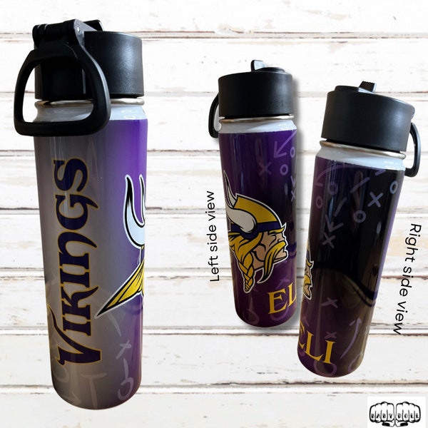 Minnesota Vikings Tumbler. 20 oz with straw or closed lid option. Can be customized with name.