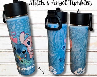 Stitch & Angel Tumbler Customized with Name