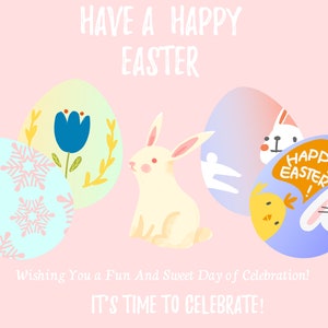 Happy Easter Greeting Card DIGITAL DOWNLOAD Printable - Easter Cards
