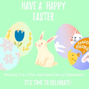 Happy Easter Greeting Card DIGITAL DOWNLOAD Printable - Easter Cards