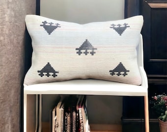White Kilim Pillow, Body pillow cover, Authentic Handwoven Accent Cushion, Stylish Home Decor, Perfect Housewarming Gift