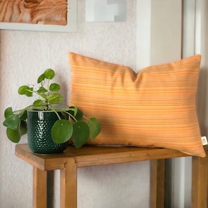 Orange linen pillow ,Green and blue pillow, Handloomed cotton striped pillow, Cinnamon lumbar pillow, Long bolster pillow,Fall pillow covers