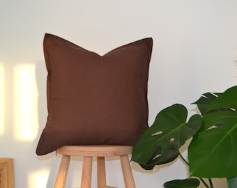 Sunbrella pillow covers brown,Linen couch pillow sham, Natural linen pillow cover,Linen bolster pillow cover, Linen lumbar pillow cover