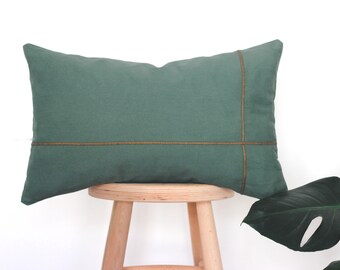 Body pillow cover boho , Green coastal boho pillow, Lumbar pillow cover 12x20,Olive green lumbar pillow,Sage green throw pillow,Gold striped