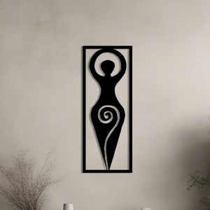 Black Metal Spiral Goddess Wall Decor, Metal Wall Art, Inspirational Gift, Symbolic Beauty, Metal Mother Earth Wall Sign, Housewarming Gift