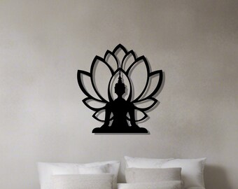 Buddha Lotus Flower Metal Wall Art: Zen Meditation Decor