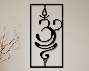 Décoration murale en métal symbole Om sanskrit pour respirer, décoration d'intérieur de méditation yoga, décoration symbole yoga sanskrit, cadeau significatif, tentures murales zen