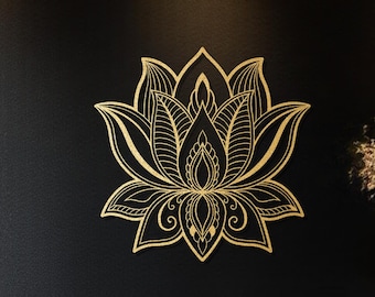 Gold Lotus Flower Metal Wall Art, Mandala Wall Decor for Home and Living