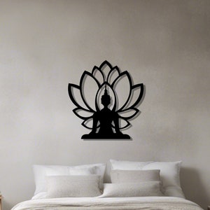 Buddha Metal Wall Art, Lotus Flower Metal Wall Art, Meditation Art Decor, Zen Yoga Decor, Hindu Wall Art, Om Metal Sign, Metal Mystical Art