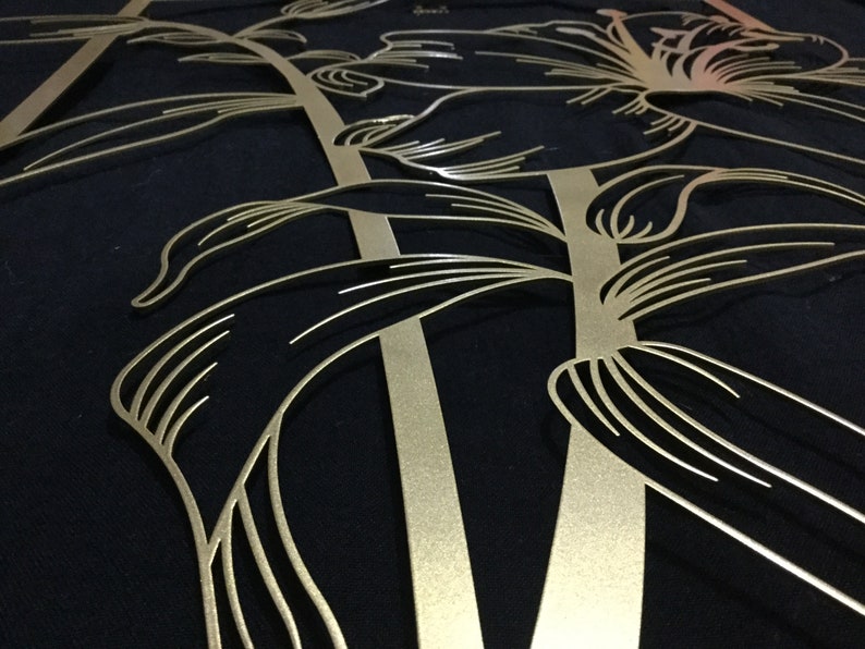 Large Gold Flower Metal Wall Art Lily Flower Metal Wall Etsy