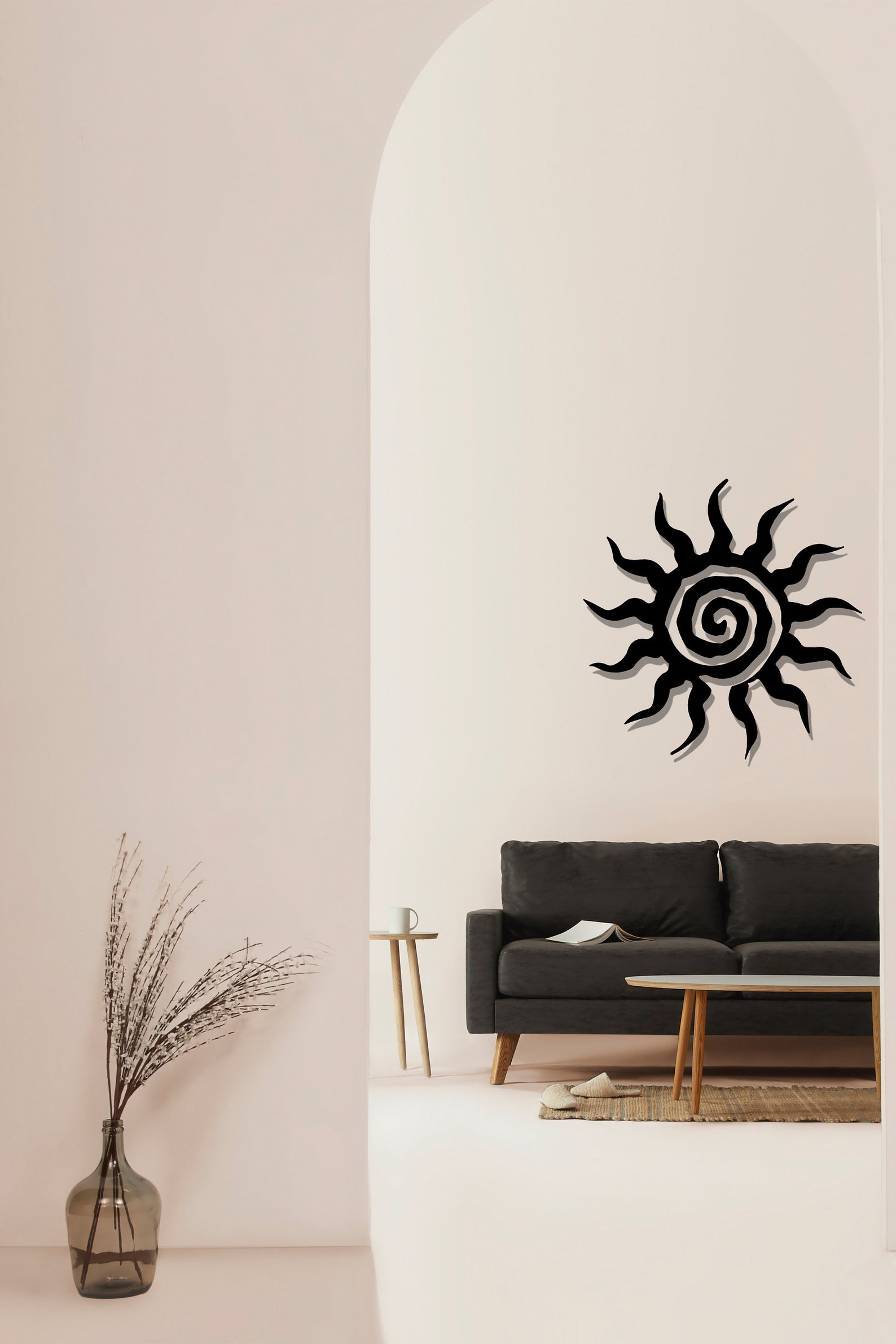 Large Spiral Sun Metal Wall Art Unique Sun Art Spiral Sun Etsy