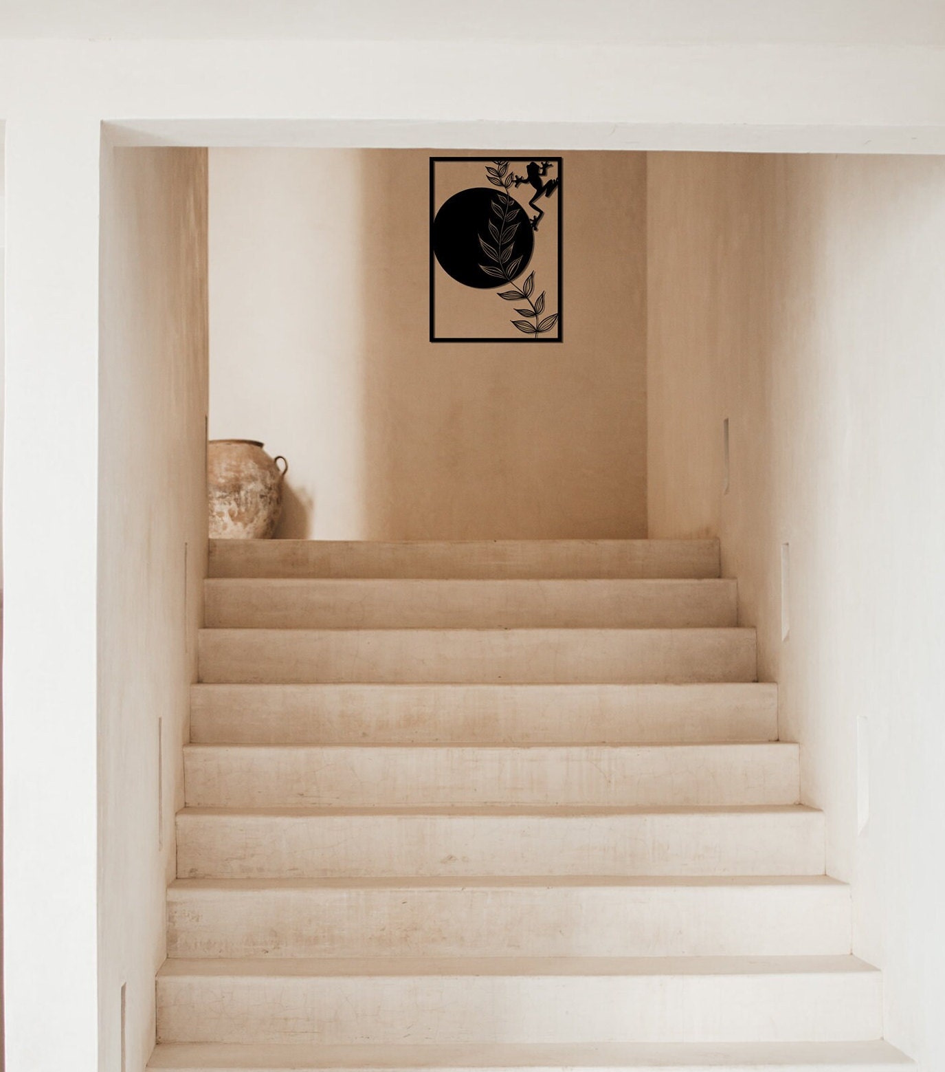 Modern Metal Wall Art Tree Frog Wall Art Minimal Plant Wall Etsy