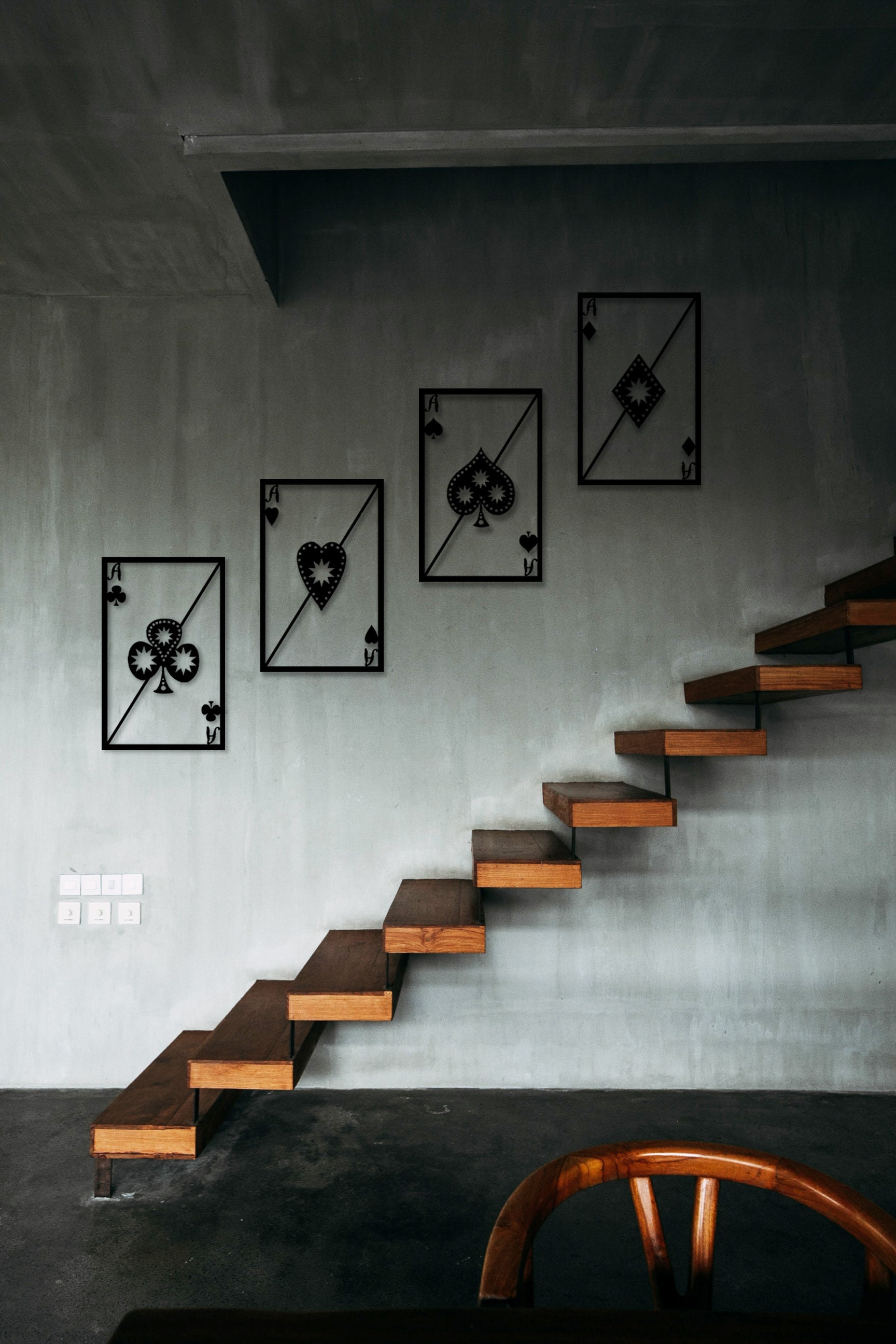 Full Aces Metal Wall Decor Set of 4 Metal Wall Art Metal Etsy