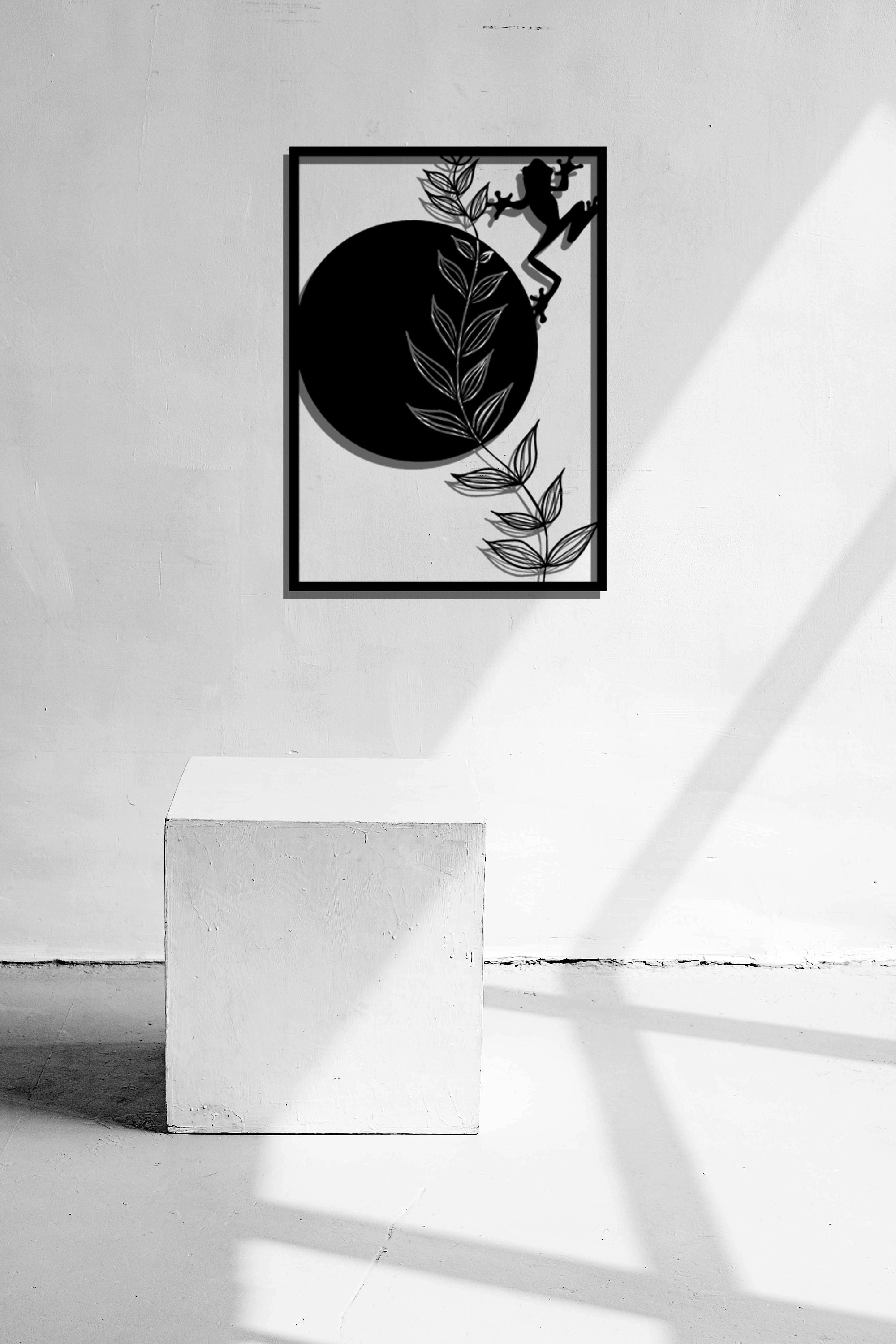 Modern Metal Wall Art Tree Frog Wall Art Minimal Plant Wall Etsy